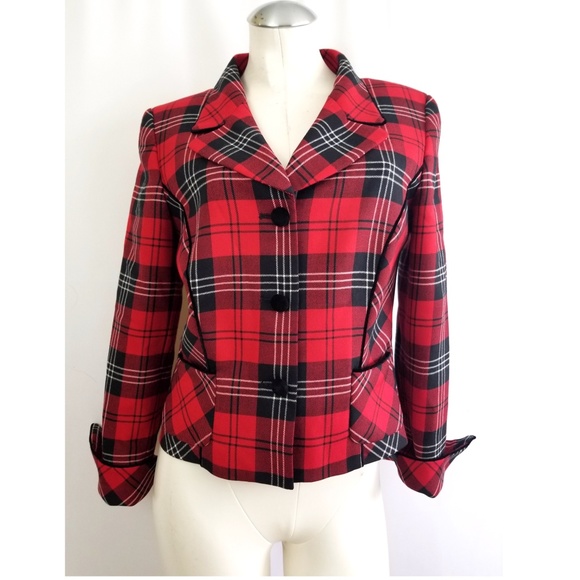 Pendleton Jackets & Blazers - Pendleton Size 8 Red Plaid Blazer Wool